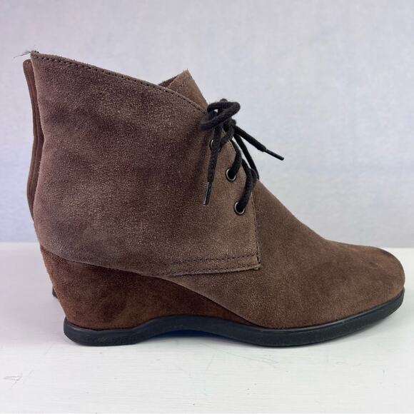 The Flexx Boots Womens 7.5 Brown Suede Leather Wedge Lace Up - Picture 11 of 12